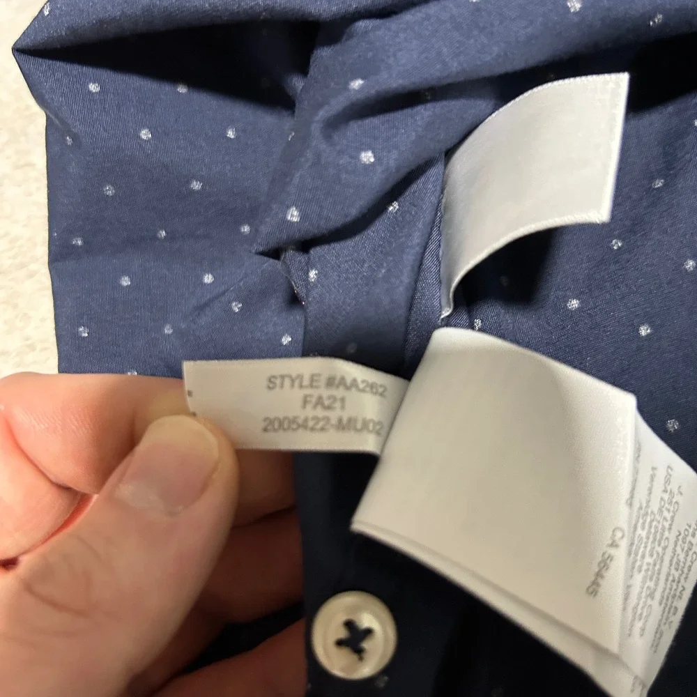 J. Crew Button Down Shirt Mens M Navy Blue Polka Dot Secret Wash AA2622